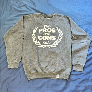 “The Pros Are Cons” Graphic Gray Crewneck Sweater